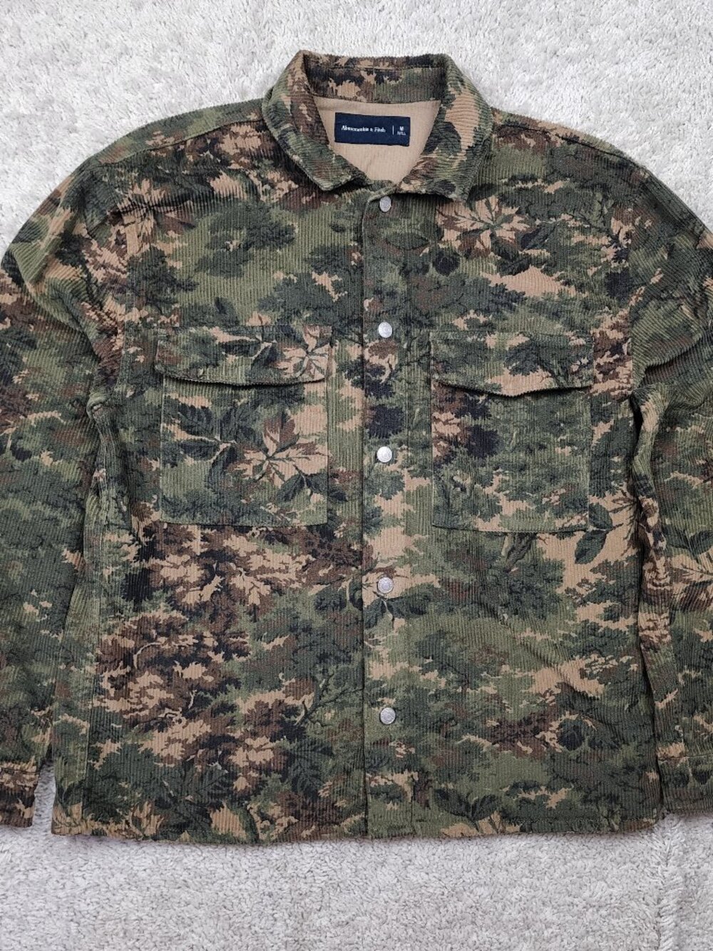 Abercrombie & Fitch Camo Utility Shirt Mens Size Medium Long Sleeve Green M USA